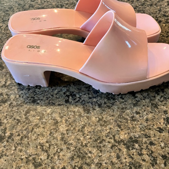 Asos light pink jelly block heel mules 41 - Picture 6 of 8